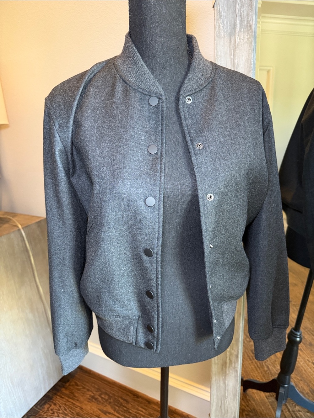 Theory Charcoal Gray Bomber Jacket